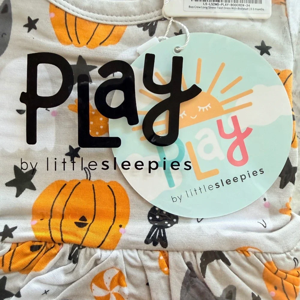 NWT Little Sleepies Boo Crew Long Sleeve Twirl Dress with bodysuit 0-3 months
